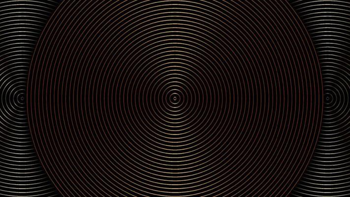 Abstract elegant glossy golden metallic radial circles lines pattern luxury background