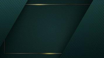 Abstract modern luxury green geometric stripes with golden frame background and texture vector