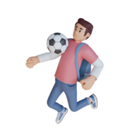 ilustración de personaje 3d de mascota de fútbol de niño png