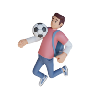 ilustração de personagem 3d de mascote de futebol de menino png