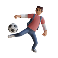 junge fußballmaskottchen 3d-charakterillustration png