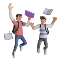 Boy back to school mascot 3d character illustration happy png