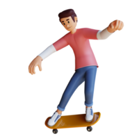 Boy skateboard mascot 3d character illustration png