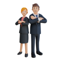 Businessman and woman standing in pairs character 3d character illustration png