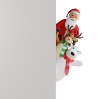 de kerstman claus mascotte 3d karakter illustratie wit bord png