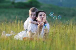 woman child bubble photo