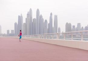 woman stretching and warming up photo