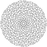 Contour mandala from many small quadrangles, coloring page from squares and rectangles of various sizes vector