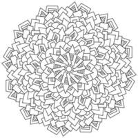 Abstract mandala of various geometric shapes, circle-shaped coloring page with various patterns vector