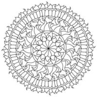 Contour mandala with floral elements, zen coloring page in the shape of a circle with patterns vector