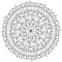 mandala de contorno con elementos florales, página de color zen en forma de círculo con patrones vector