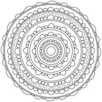 mandala de contorno con pequeños pétalos y puntos, página de coloración meditativa con tejidos ornamentados simples vector