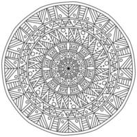 Fantasy mandala with linear patterns, meditative coloring page in the shape of a circle vector