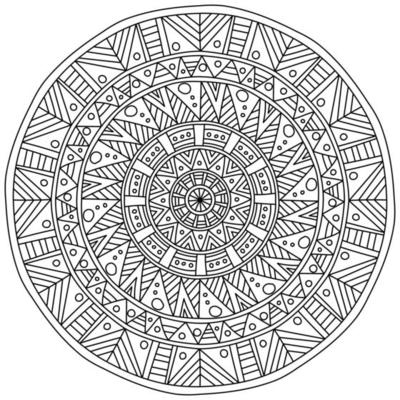 Mandala with many spiral curls and flowing lines, zen coloring book page  vector illustration 13894689 Vector Art at Vecteezy