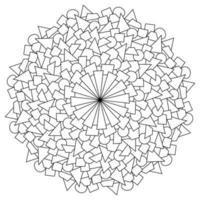 Contour mandala of circles, triangles and quadrangles, meditative coloring page vector
