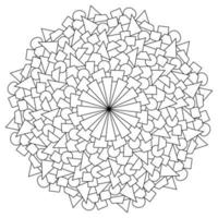 mandala de contorno de círculos, triángulos y cuadriláteros, página de coloración meditativa vector