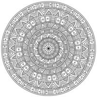 Symmetrical mandala with linear patterns, meditative coloring page with straight lines vector