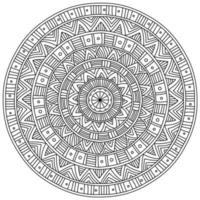 Symmetrical mandala with linear patterns, meditative coloring page with straight lines vector