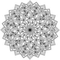 Mandala with doodle berries in triangular fantasy petals, meditative coloring page vector