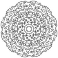 Contour mandala with bunches of berries and leaves and flowing curls, coloring page in the form of a circle with plant motifs vector