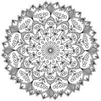 Ornate mandala with bunches of berries and leaves in fantasy petals, coloring page in the form of a circle with plant motifs vector