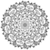 Ornate mandala with bunches of berries and leaves in fantasy petals, coloring page in the form of a circle with plant motifs vector