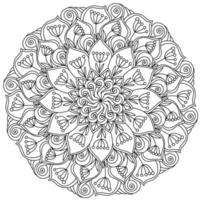 Outline mandala with bunches and twigs of berries, coloring page in the form of a circle with plant motifs vector