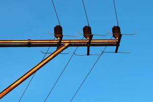 Electrical wires carrying high voltage current. photo