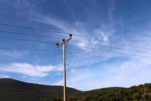 Electrical wires carrying high voltage current. photo