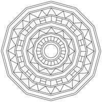 Contour mandala with polygons and triangles, coloring page in the form of a circular patterned figure vector