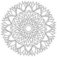 Contour mandala with sharp corners and flowing petals, zen coloring page in the shape of a fantasy flower vector