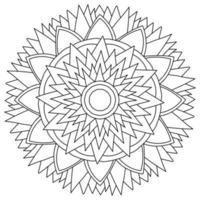 mandala de contorno con esquinas afiladas y pétalos que fluyen, página de color zen en forma de flor de fantasía vector