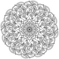 Contour mandala with bunches and twigs of berries, coloring page in the form of a circle with plant motifs vector