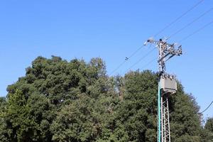 Electrical wires carrying high voltage current. photo