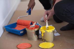 painters prepare color for painting photo