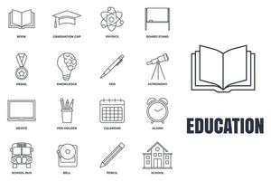 Set of Education back to school icon logo vector illustration. back to school pack symbol template for graphic and web design collection