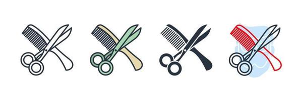 scissor and comb icon logo vector illustration. Comb and scissors symbol template for graphic and web design collection