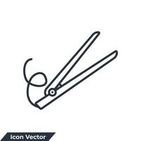 styling iron icon logo vector illustration. Hair straightener symbol template for graphic and web design collection