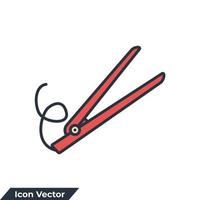 styling iron icon logo vector illustration. Hair straightener symbol template for graphic and web design collection