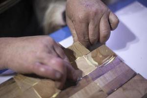 Gluing of different types of wood. photo