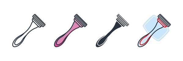 Ilustración de vector de logotipo de icono de maquinilla de afeitar. plantilla de símbolo de cuchilla de afeitar para la colección de diseño gráfico y web
