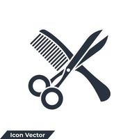 scissor and comb icon logo vector illustration. Comb and scissors symbol template for graphic and web design collection