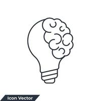 Idea creativa. cerebro en la ilustración de vector de logotipo de icono de bombilla. plantilla de símbolo de conocimiento para la colección de diseño gráfico y web