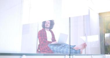 man enjoying relaxing lifestyle photo
