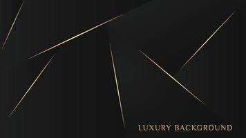 Elegant luxury dark background with low polygonal shape and golden triangles line vector