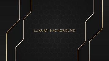 elegante concepto de fondo de lujo negro con textura de brillo y oro oscuro hexagonal vector