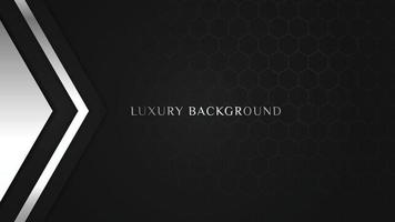 Abstract luxury dark black silver grey background with arrow shape layered and hexagon pattern vector