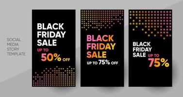 Social media Black Friday promo story or post template, editable social media template. Background for social media promotion sale design vector. Banner Template. Vector illustration.