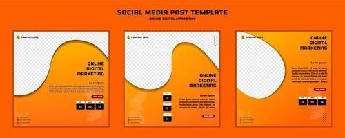 Social media post template orange modern design , for digital marketing online or poster marketing template vector