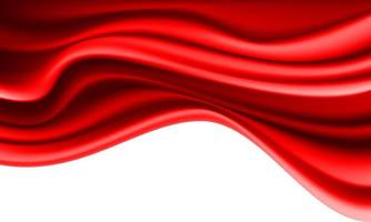 Realistic red fabric wave on white blank space background luxury vector
